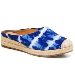 Crown Vintage Lonari Blue Tie-Dye Espadrilles slip on textile clogs shoes Sz 9.5